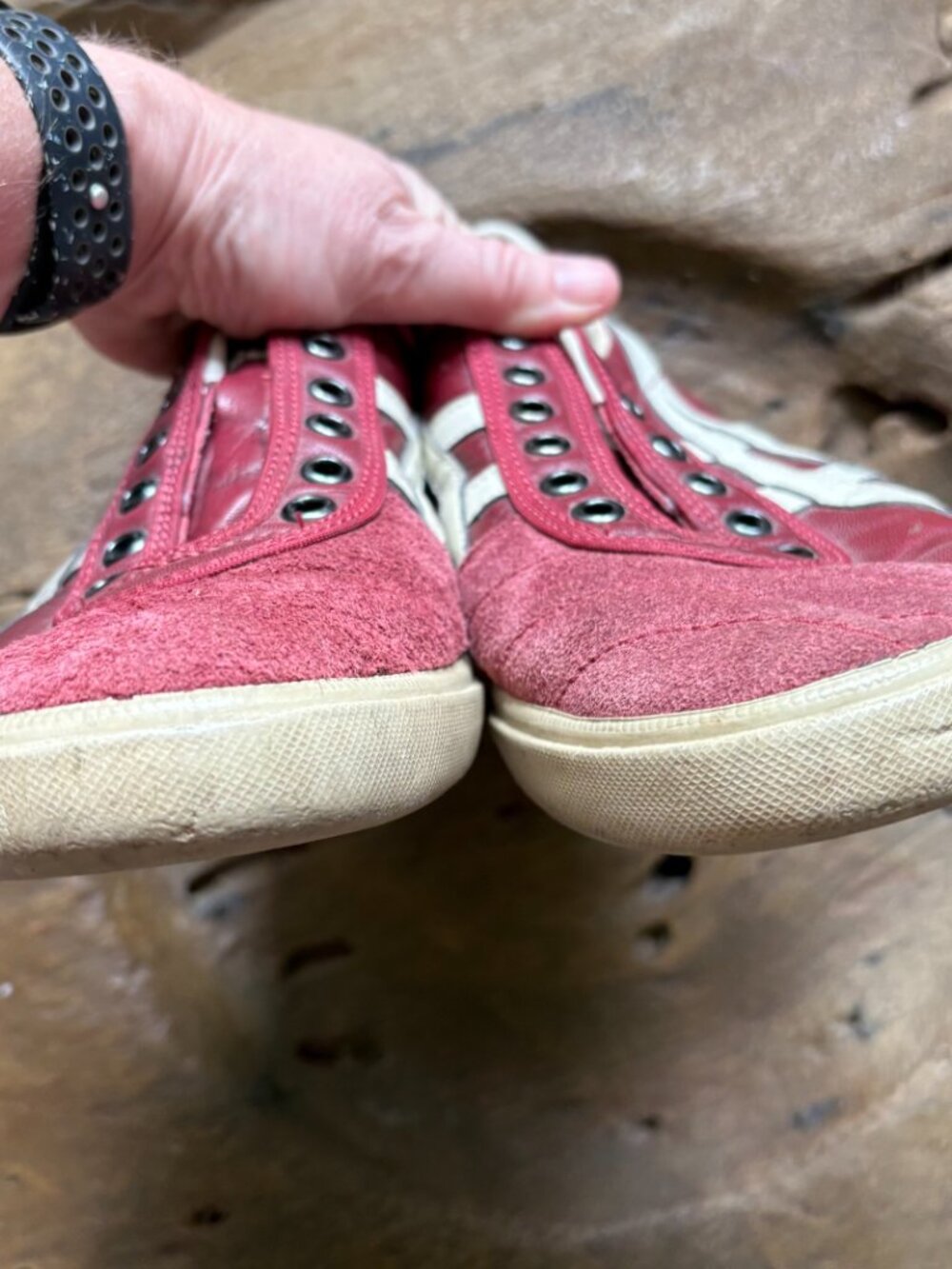Onitsuka Tiger Rotation 77 burgundy men's sneakers NO LACES size 8 blokecore - Picture 6 of 9